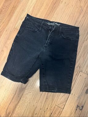 Universal Thread Black Rolled-Hem Denim Bermuda Shorts